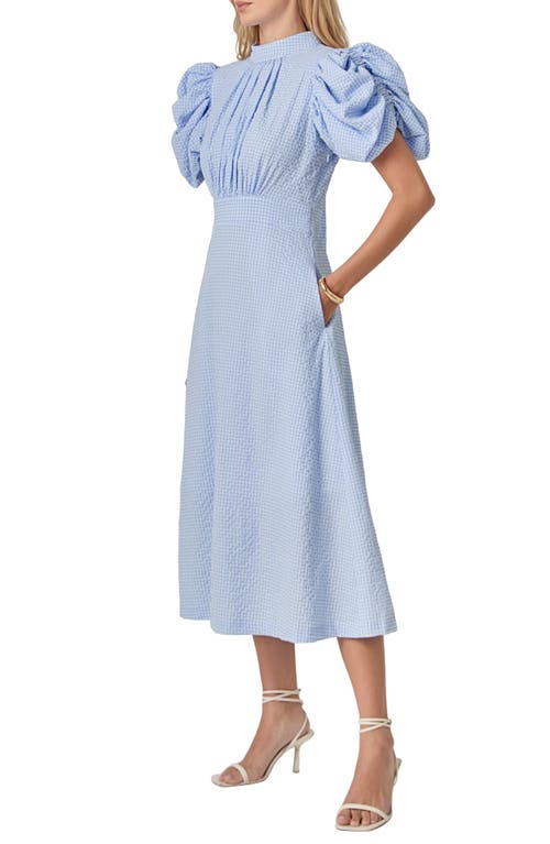 English Factory Open Back Puff Sleeve Maxi Dress In Blue