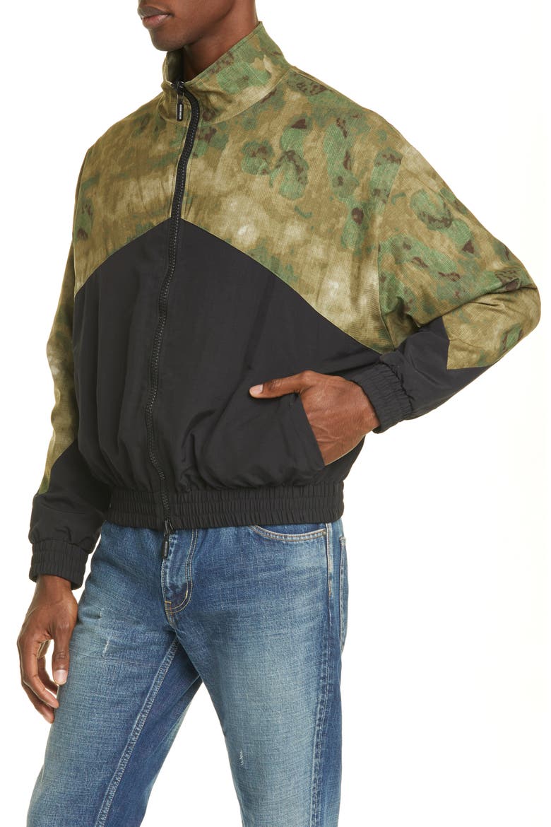 Camo Water Resistant Nylon Flight Jacket, Alternate, color, BLACK CAMO