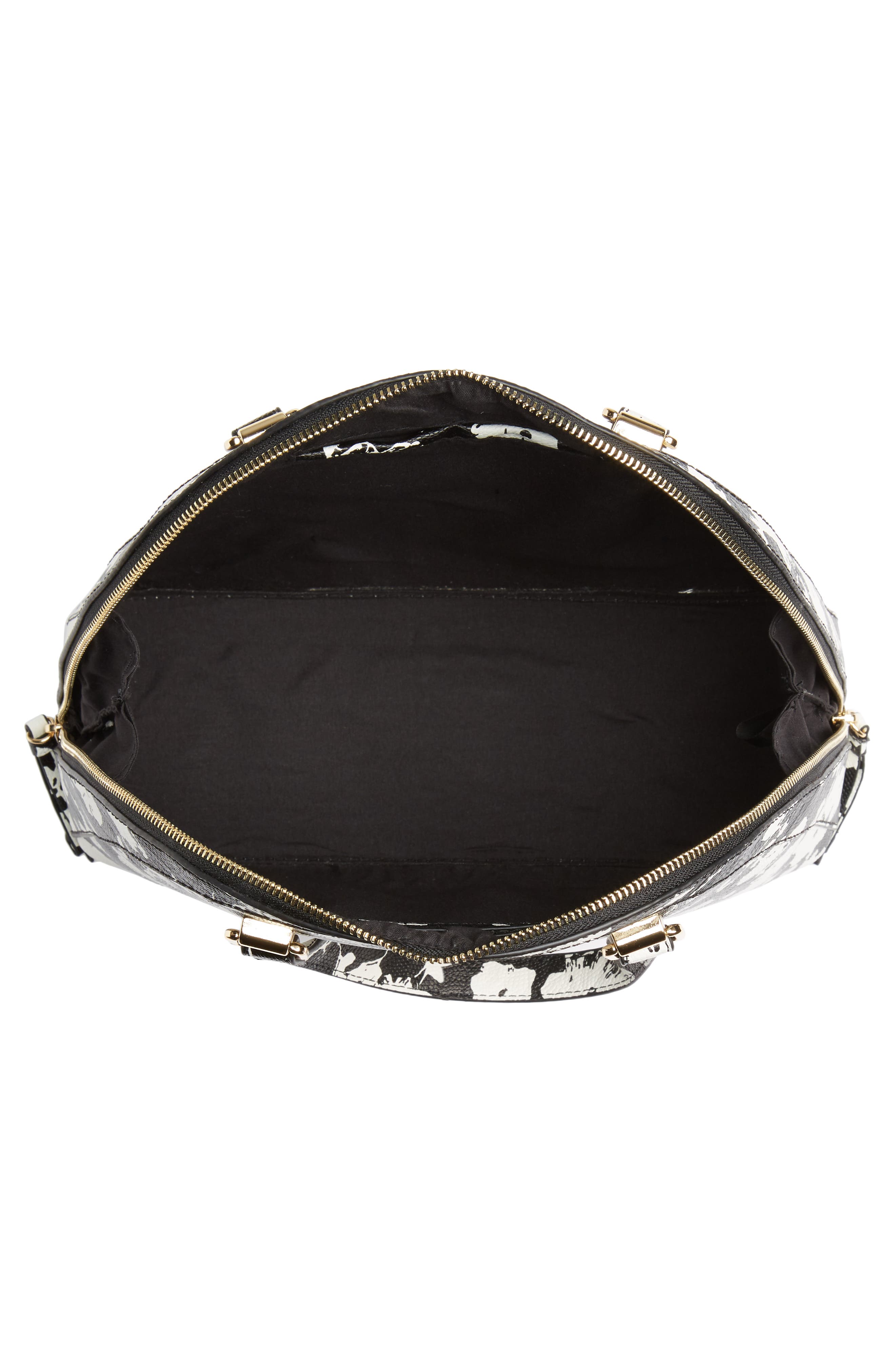 Dwani Faux Leather Satchel, Alternate, color, BLACK FLORAL