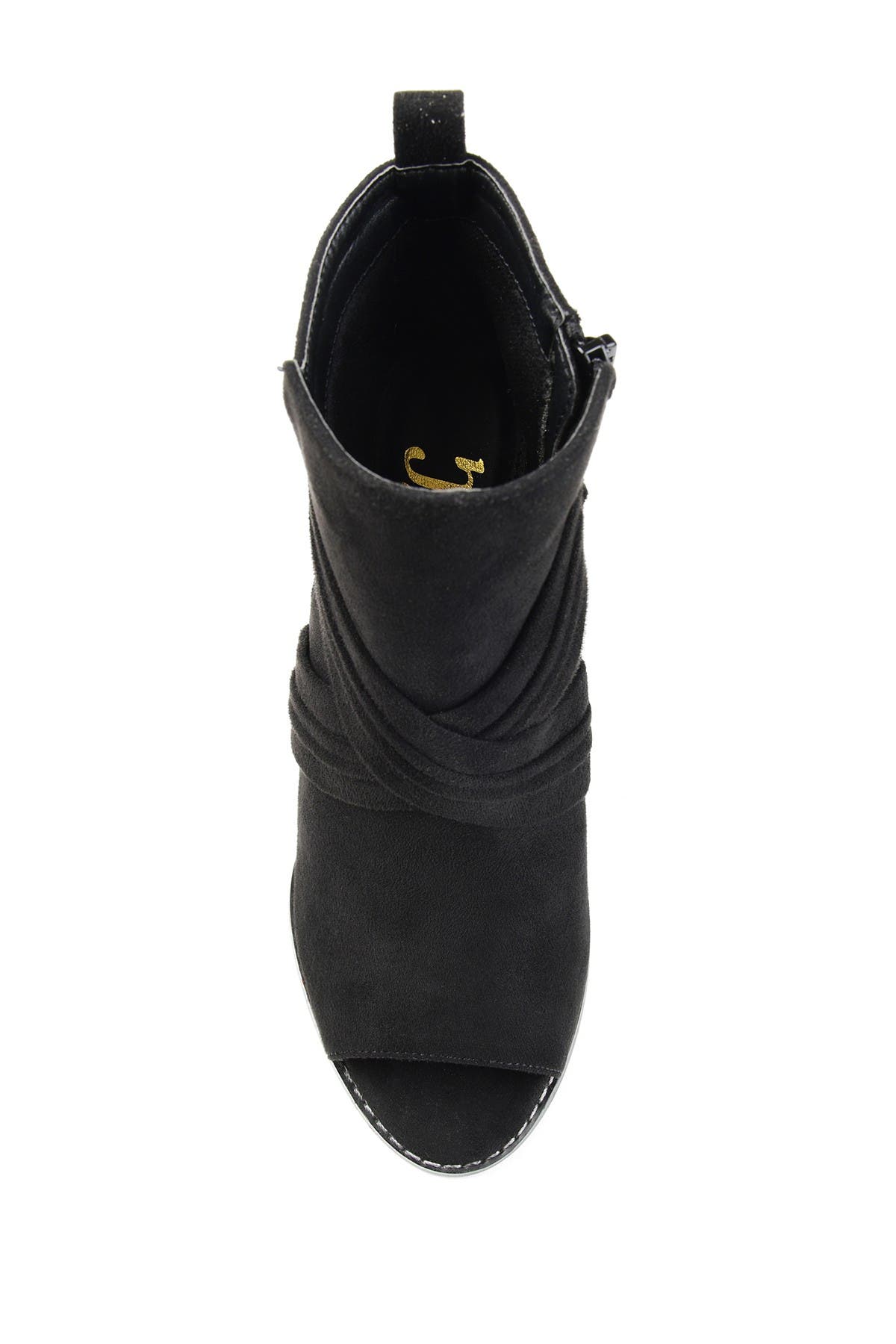 Journee Collection Sabeena Wedge Peep Toe Bootie, Alternate, color, Black