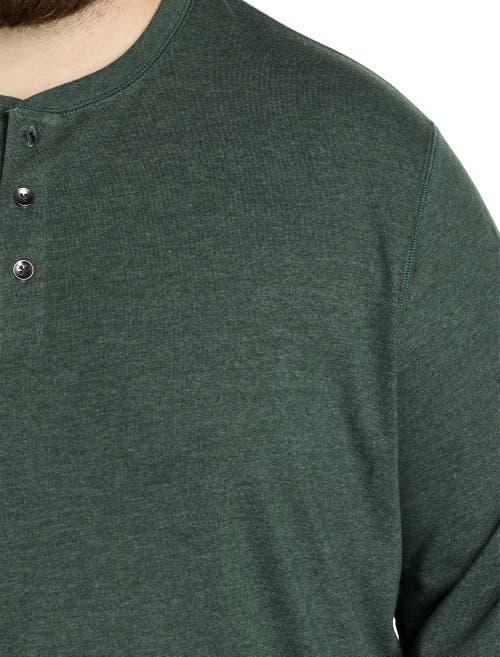 Harbor Bay By Dxl Long Sleeve Henley Shirt In Trekking Green Hthr