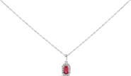 Haus of Brilliance 10K White Gold 5x3mm Birthstone and Diamond Accent Halo Octagonal Shape Pendant Necklace