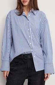 Good American Oversize Cotton Poplin Button-Up Shirt