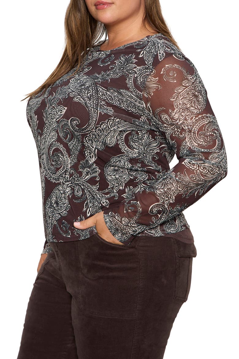 Perfect Long Sleeve Mesh Top, Alternate, color, MINERAL PAISLEY