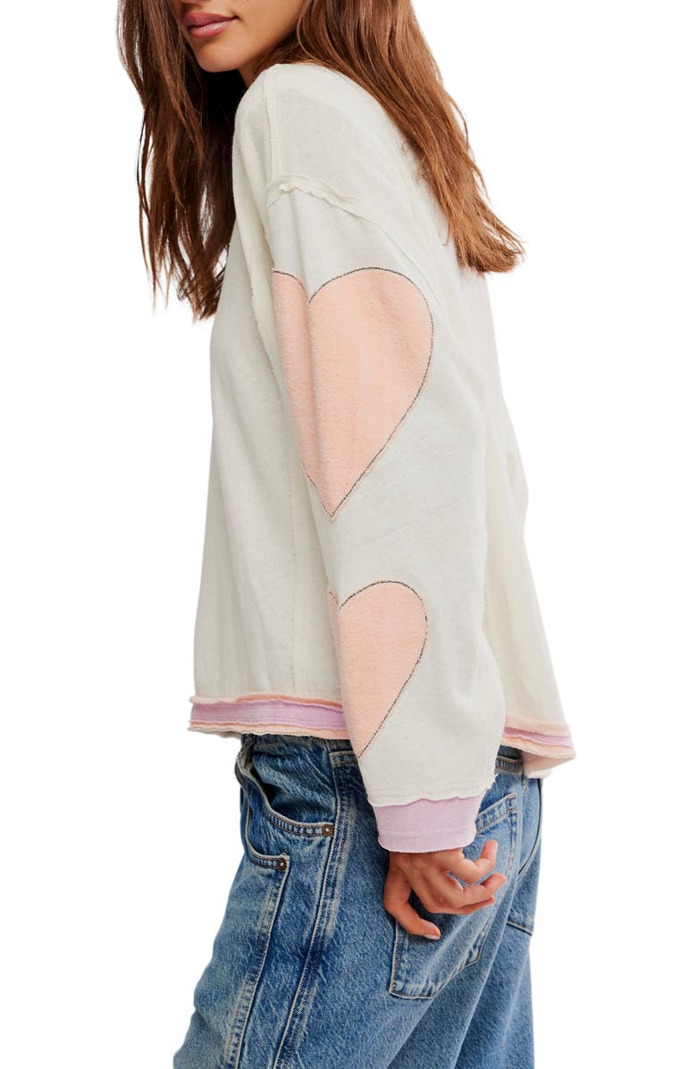 Free People You're a Star Cotton Knit Top, Alternate, color, Mint Heart Combo