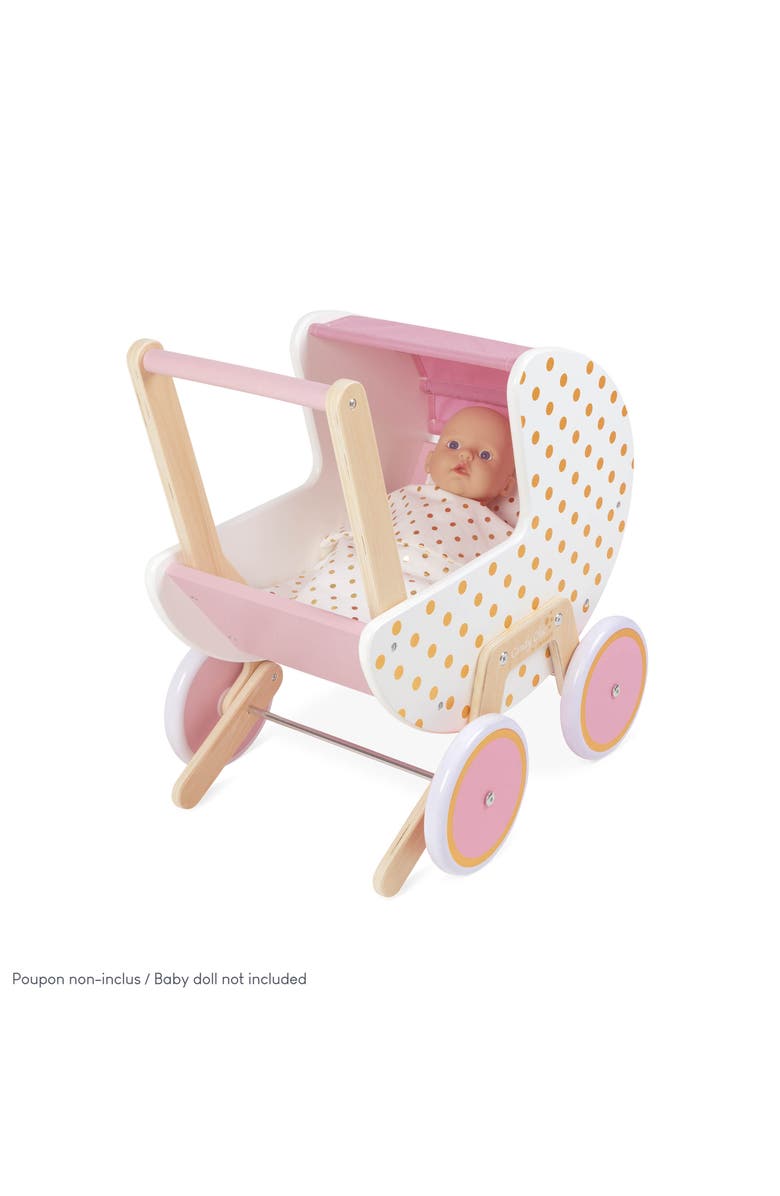 Janod Candy Chic Pram for Baby Doll, Main, color, Pink