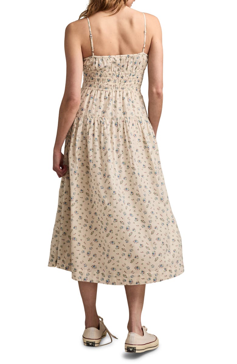 Lucky Brand Print Smocked Waist Midi Dress, Alternate, color, 