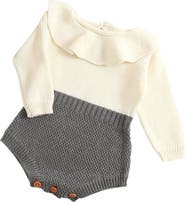 Ashmi & Co. Isabella Ruffle Collar Colorblock Knit Cotton Bodysuit
