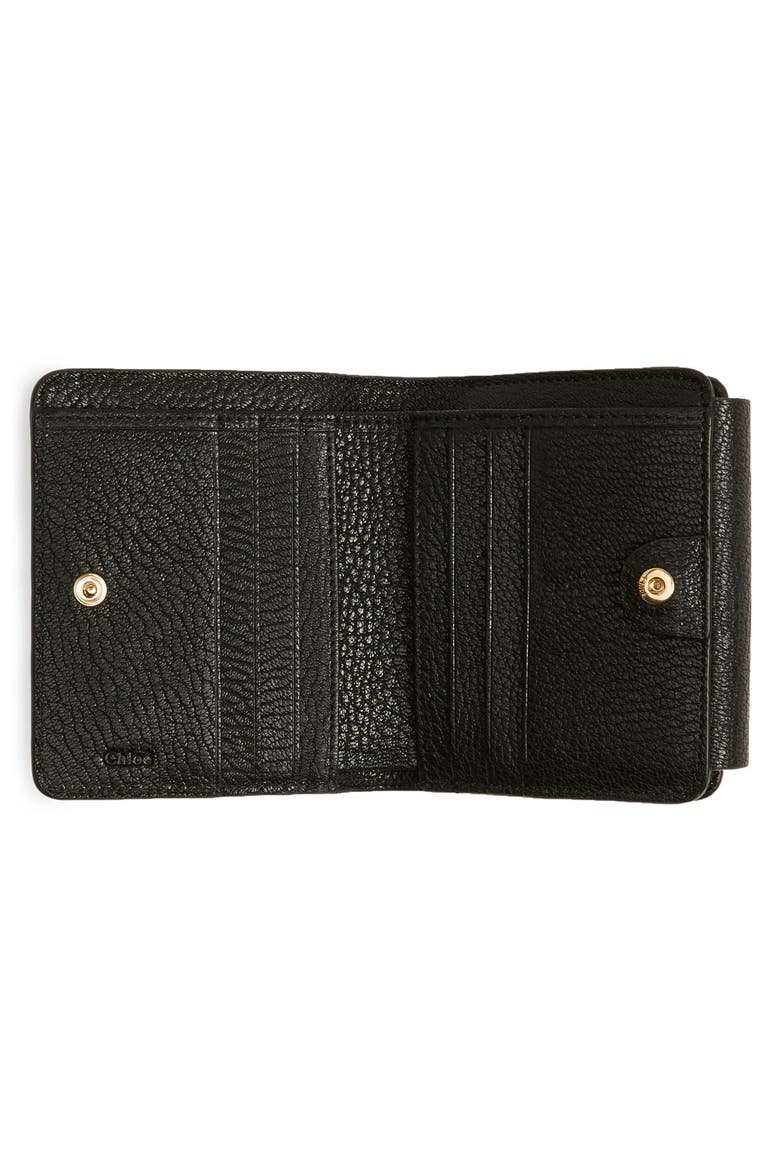 'Drew' Calfskin Leather Square Wallet, Alternate, color, BLACK