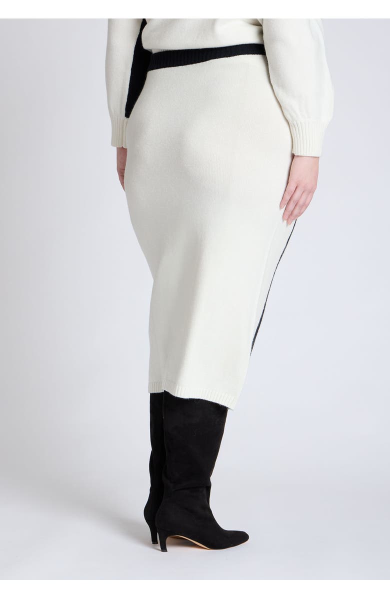 ELOQUII Colorblocked Sweater Midi Skirt, Alternate, color, Black And White Colorblock