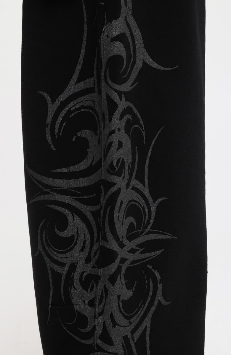 JADED LONDON Glitter Tattoo Monster Sweatpants, Alternate, color, Black