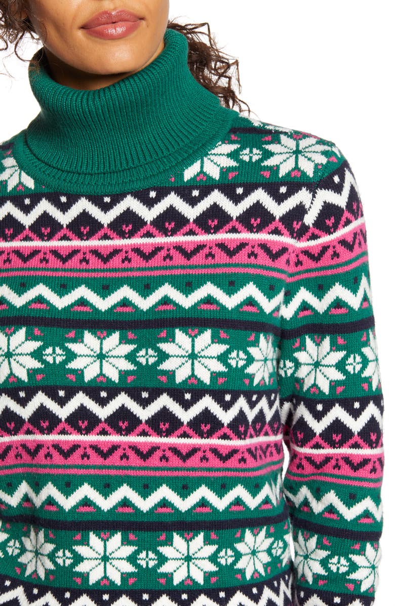 1901 Snowflake Fair Isle Turtleneck Sweater, Alternate, color,
