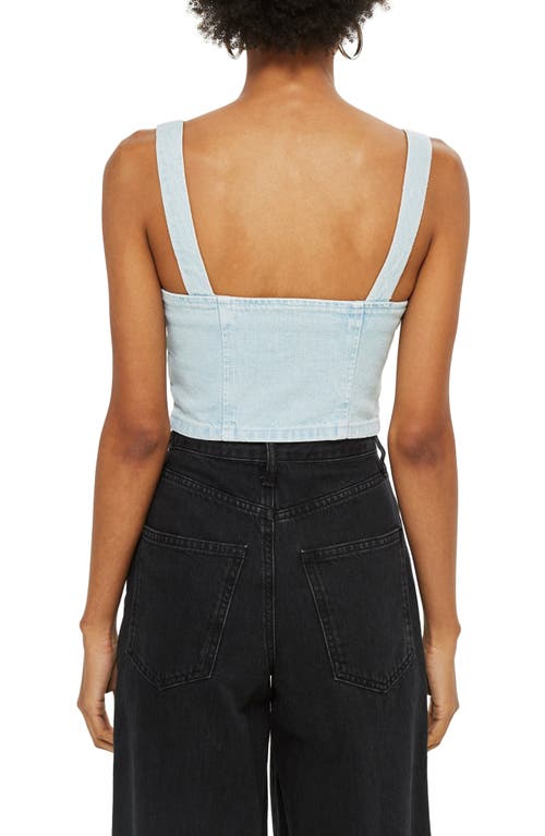 Topshop Denim Bustier In Blue