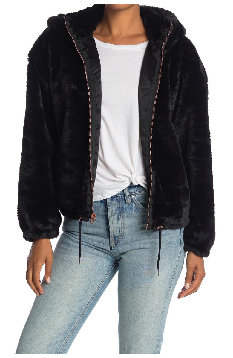 Lucky Brand Faux Fur Hooded Zip Jacket, Alternate, color, 