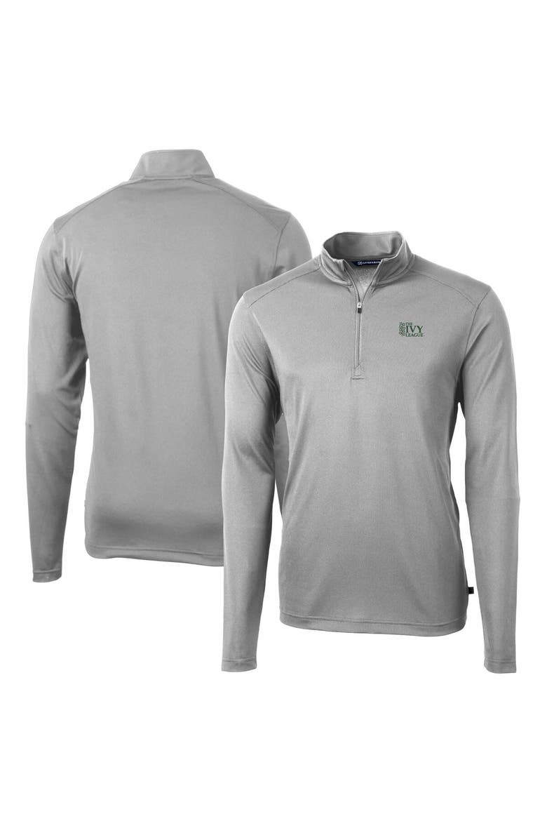 Men's Cutter & Buck  Gray Ivy League DryTec Virtue Eco Pique Recycled Quarter-Zip Pullover, Alternate, color, Gray