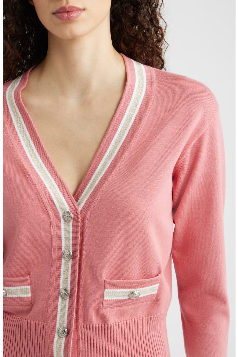 The Kiva Metallic Stripe Cardigan, Alternate, color, DRAGON FRUIT