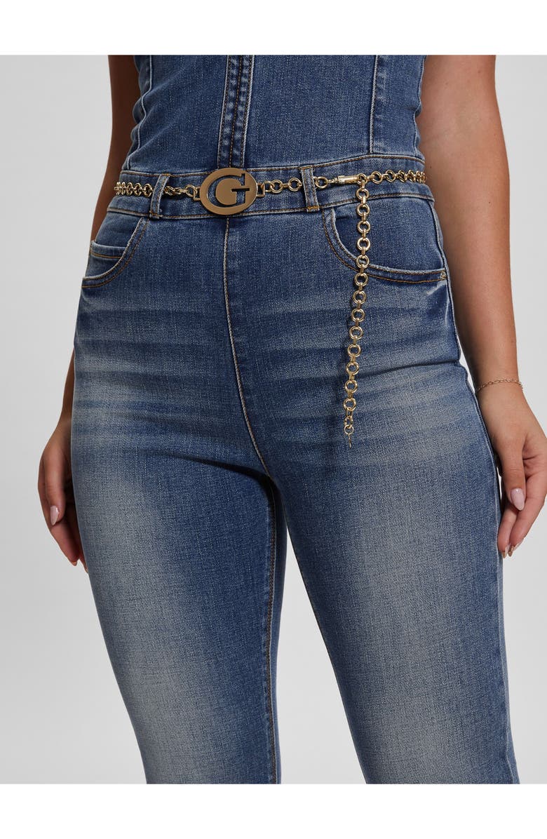 GUESS Chain Belt Denim Jumpsuit, Alternate, color,