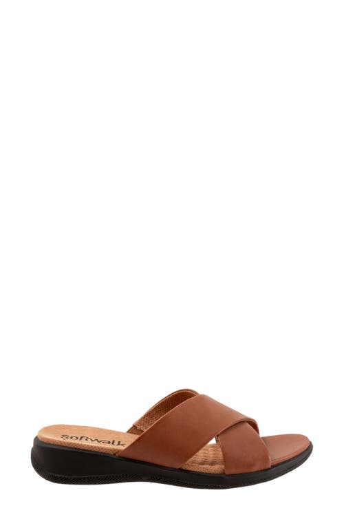 Softwalk ® 'tillman' Leather Cross Strap Slide Sandal In Luggage