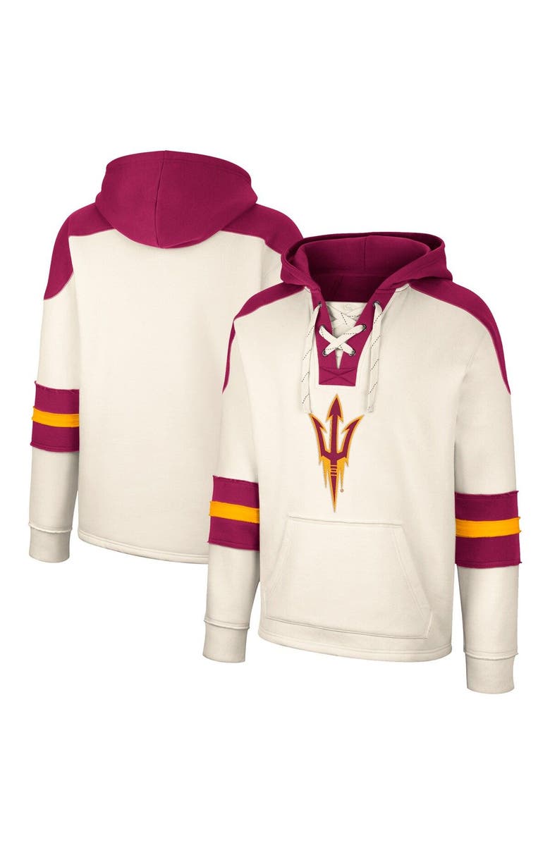 COLOSSEUM Men's Colosseum Cream Arizona State Sun Devils Lace-Up 4.0 Vintage Pullover Hoodie, Main, color, 