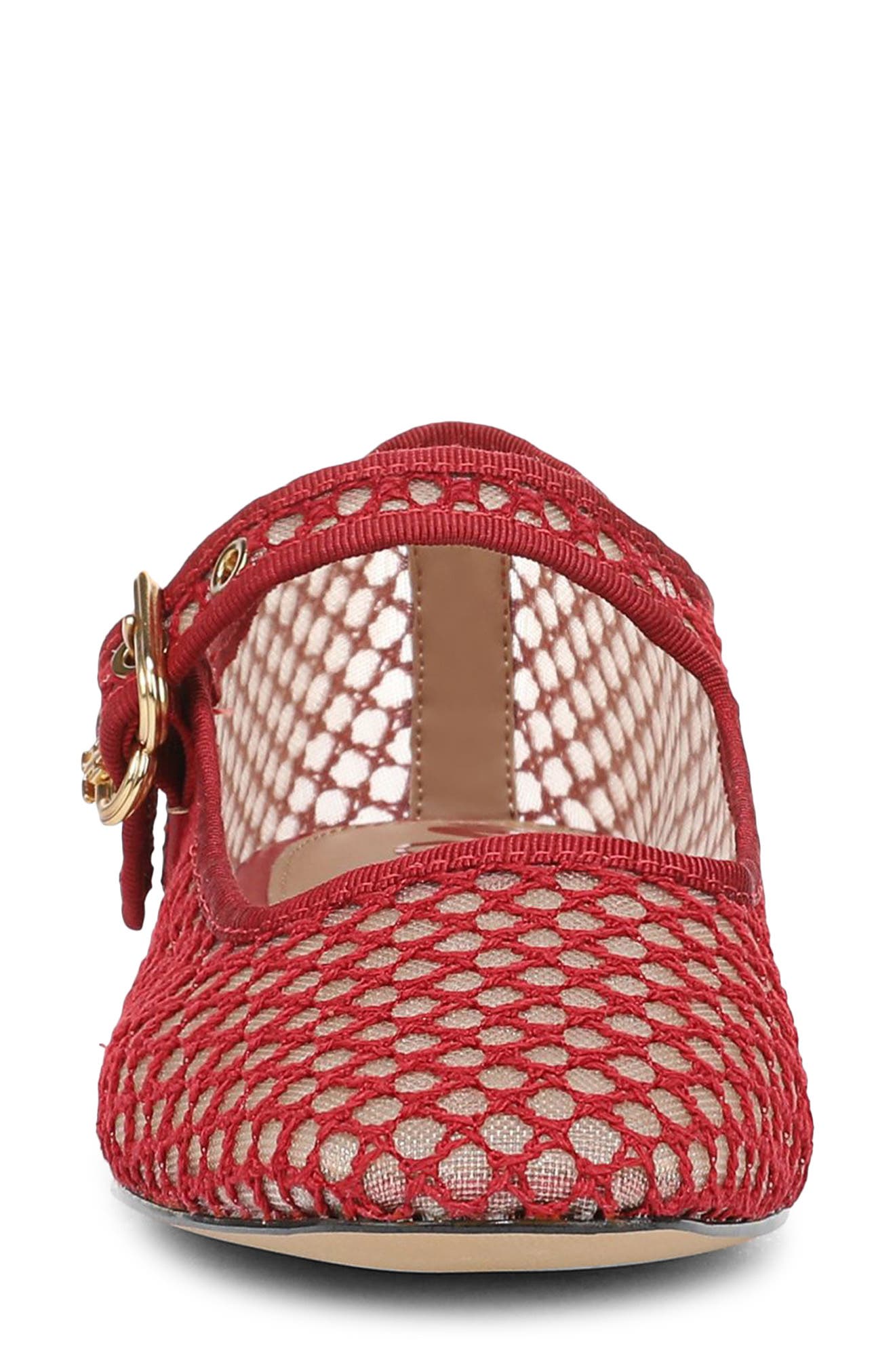 Michaela Mesh Flat, Alternate, color, DEEP SCARLET