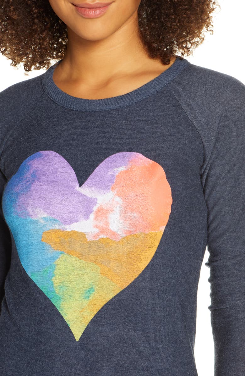 Chaser Rainbow Heart Cozy Pullover, Alternate, color, Avalon