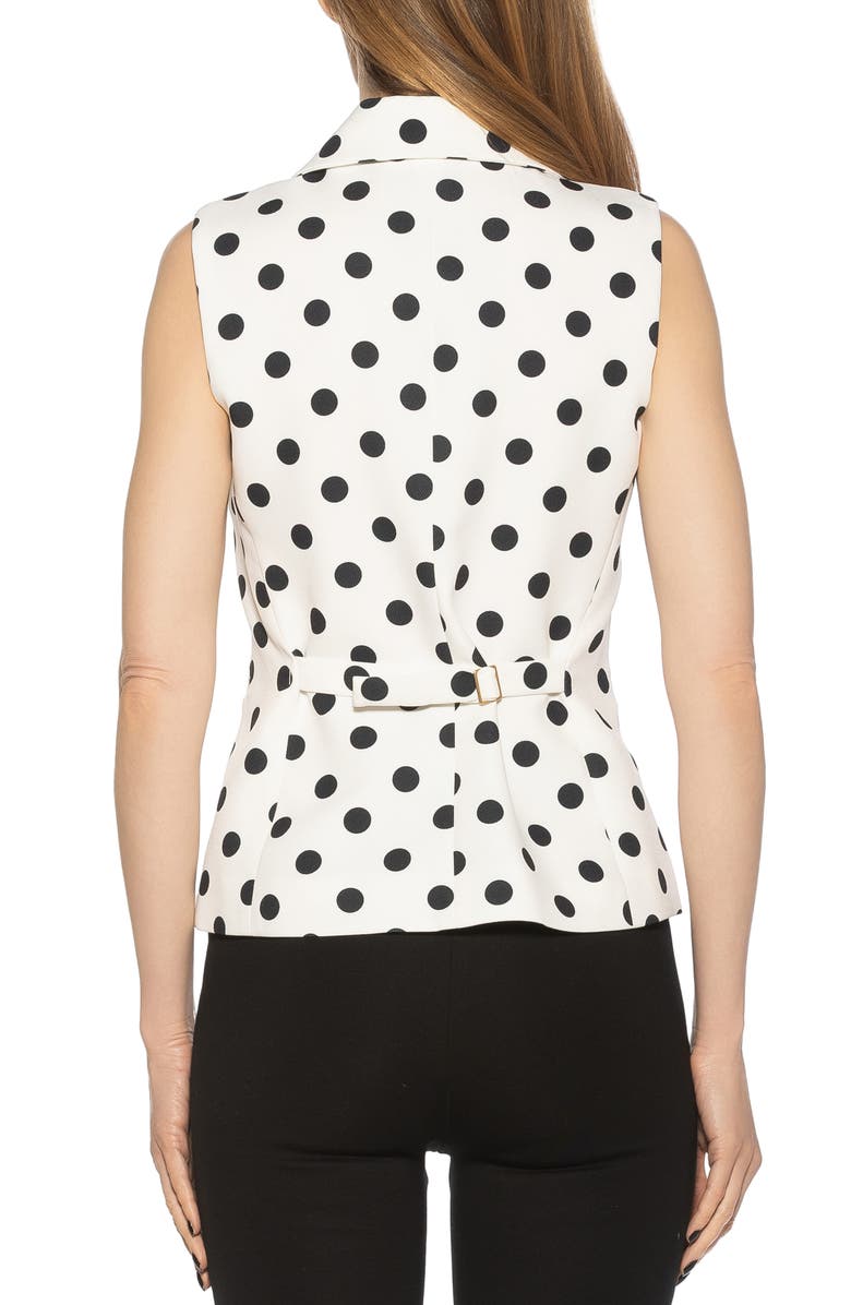 Alexia Admor Kai Peak Lapel Vest, Alternate, color, Black White Polka Dots