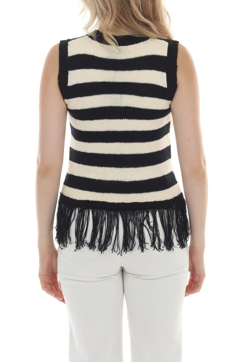 Stripe Fringe Knit Tank Top, Alternate, color, BLACK