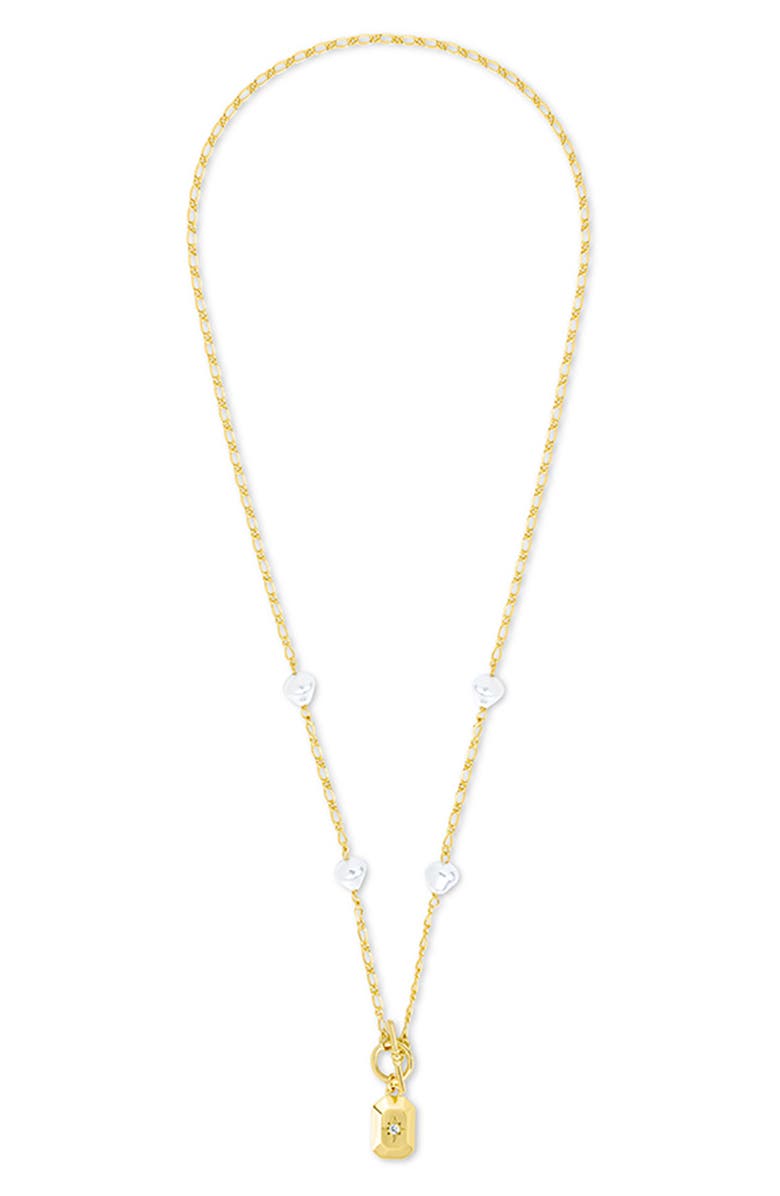 Sterling Forever Shaye Cubic Zirconia Pendant Toggle Necklace, Main, color, Gold