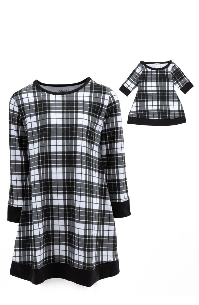 Leveret Girls Cotton Dress with Matching Doll Dress, Printed Design, Alternate, color, White