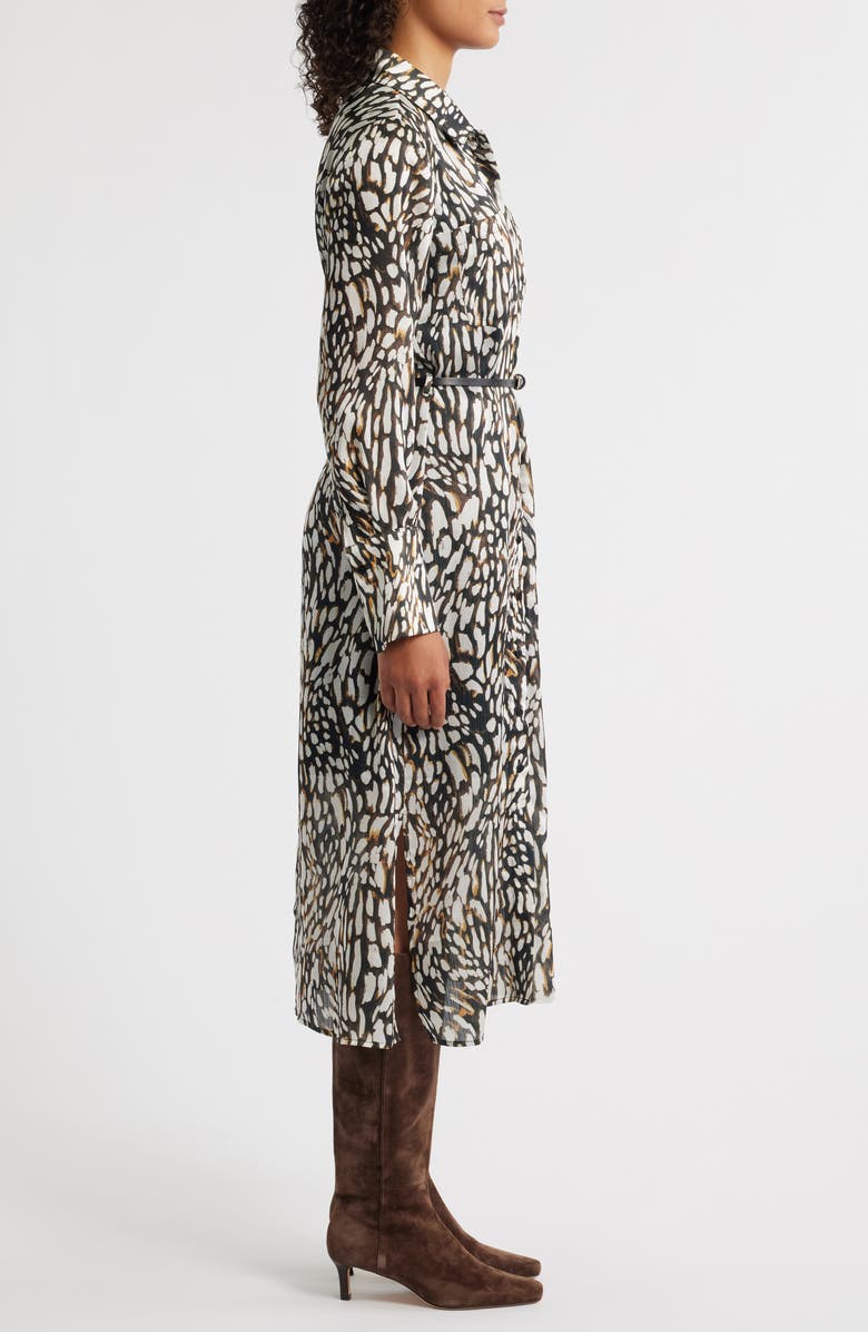 Sam Edelman Print Long Sleeve Shirtdress, Alternate, color, Black/ Brown