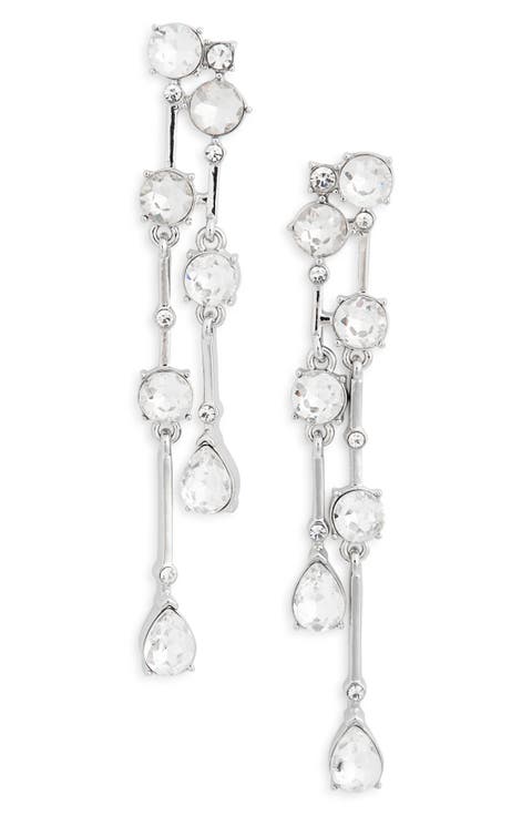 CZ Linear Drop Earrings