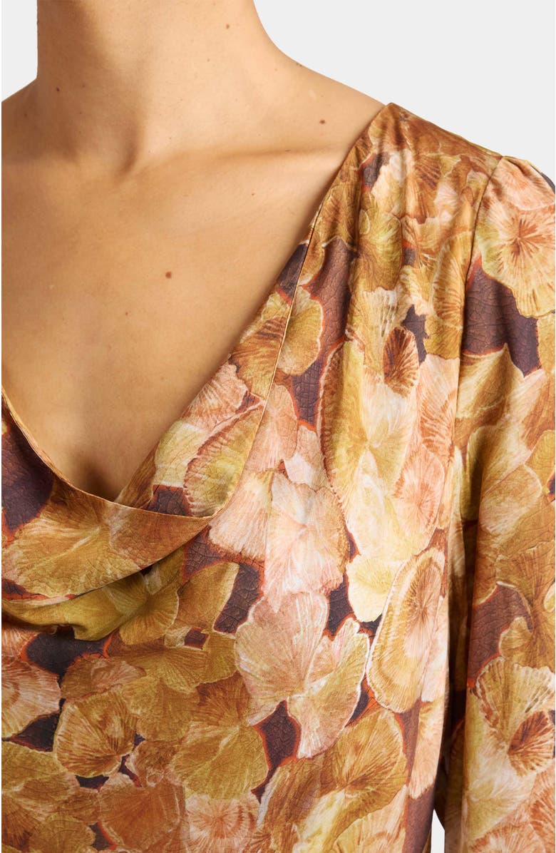 Santorelli Piper Long Sleeve Cowl Neck Dress in Floral Crepe, Alternate, color, Hazelwood Multi