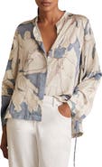 Reiss Gigi Floral Satin Button-Up Shirt