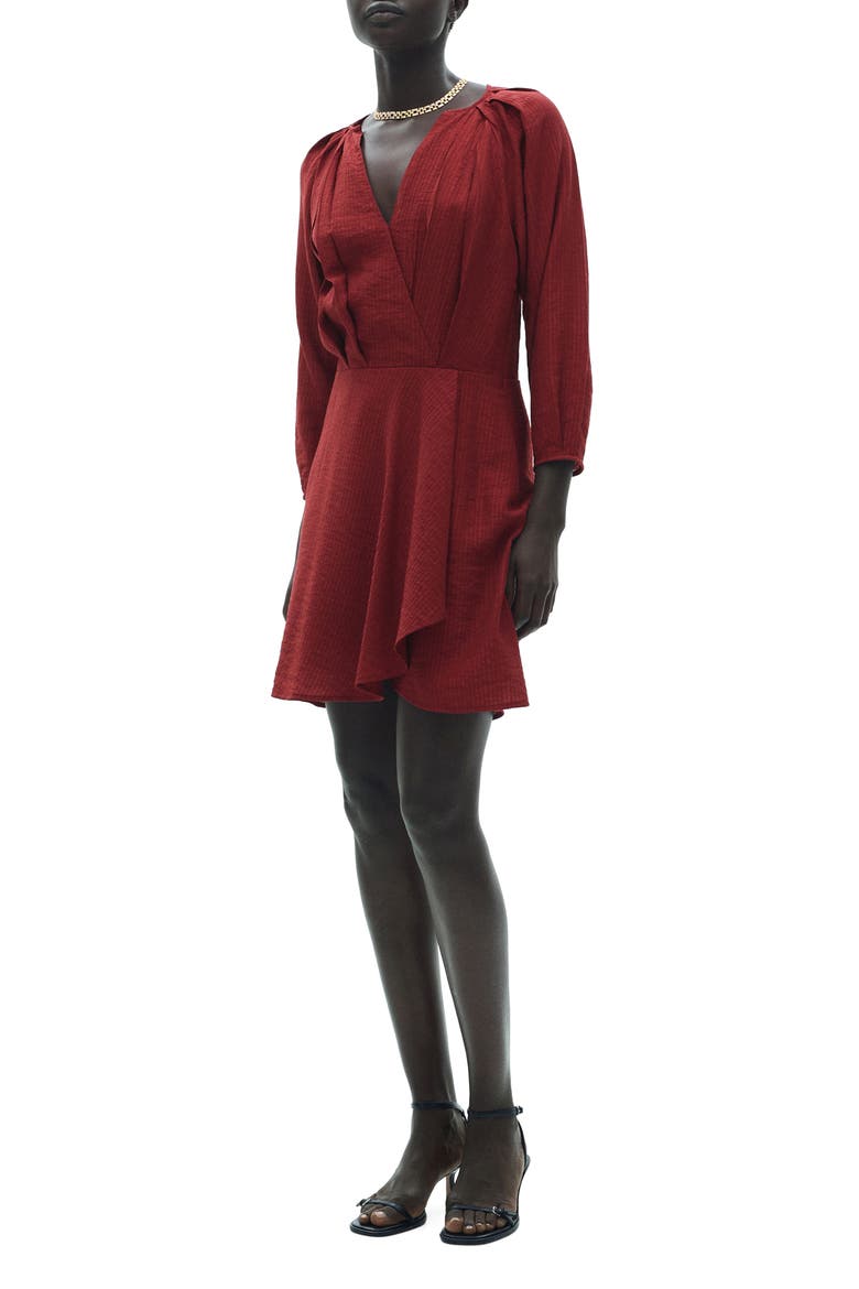 Textured Long Sleeve Dress, Main, color, MAROON