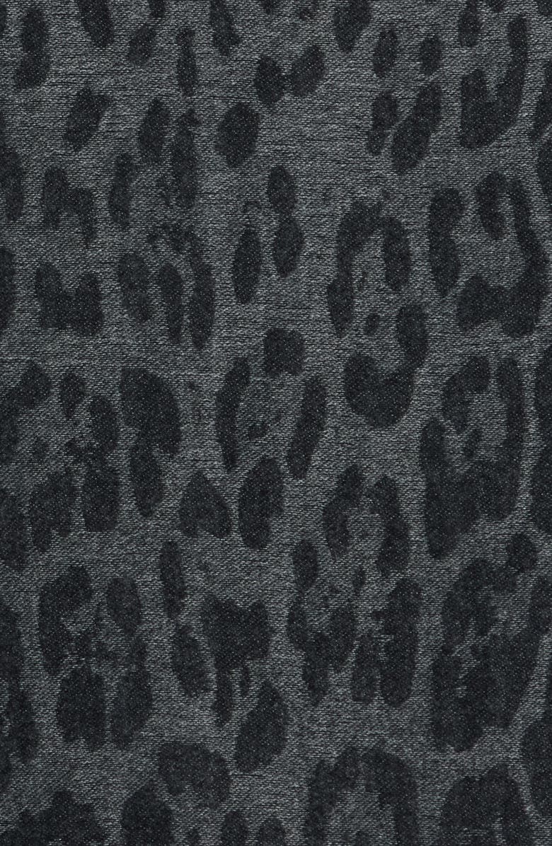 Vince Camuto Leopard Jacquard Fringe Scarf, Alternate, color, Black