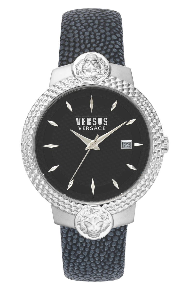 VERSUS Versace Mouffetard Leather Strap Watch, 38mm, Main, color, 