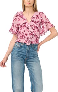 CeCe Print Ruffle Top