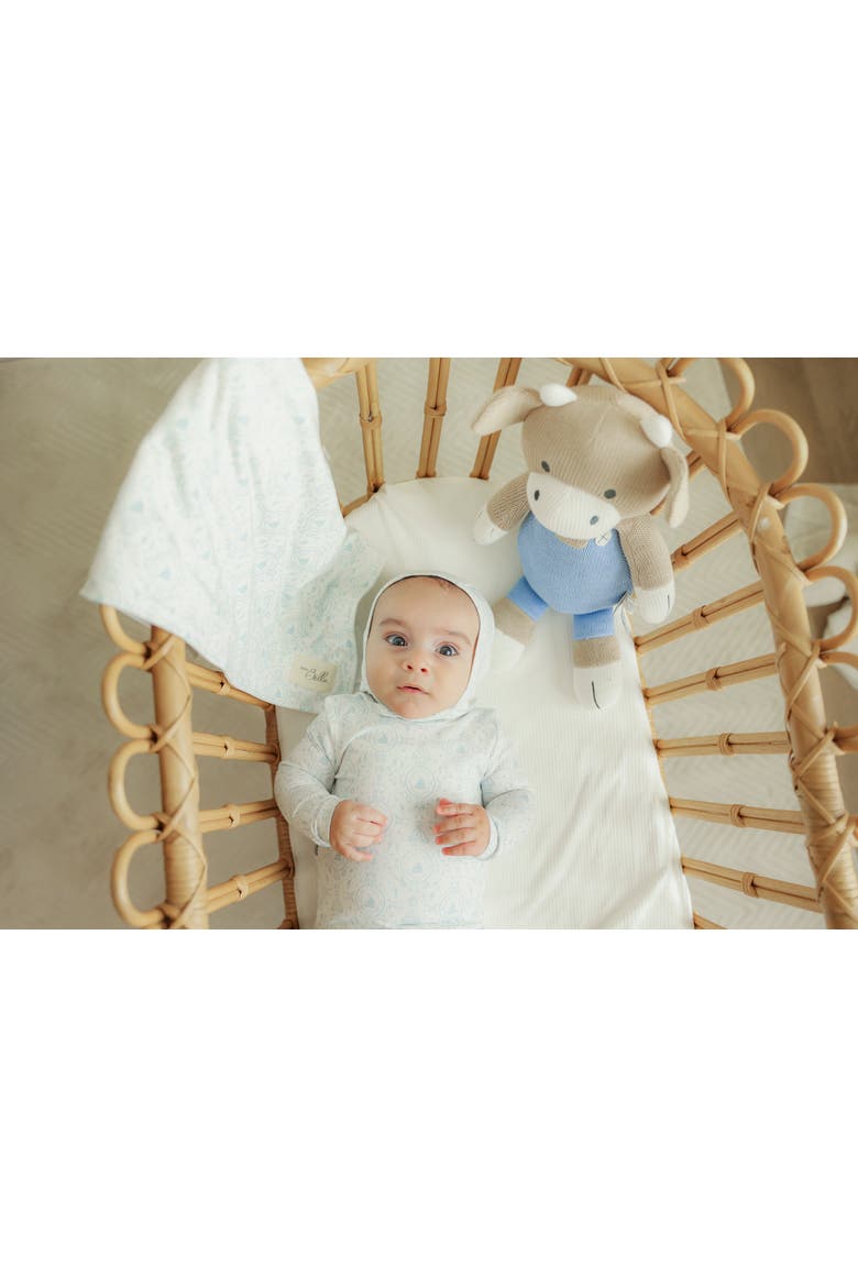 Modal Layette Romper with Bonnet Set, Alternate, color, White/Primrose