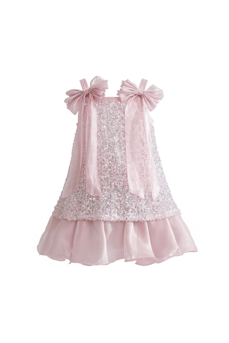 Aurielle Beaded Bow Dress, Main, color, Pink