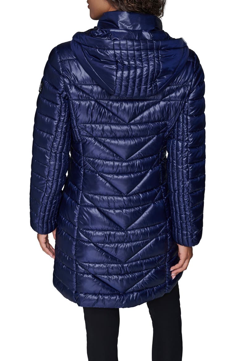 Chevron Quilted Coat with Removable Faux Fur Trim, Alternate, color, NAVY