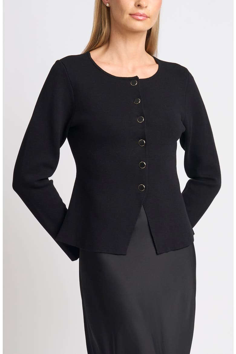 Kaallie Peplum Top Twofer Midi Dress, Alternate, color, RICH BLACK