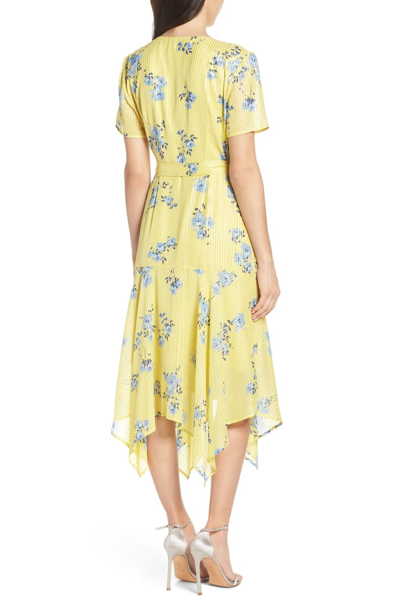 Charles Henry Handkerchief Hem Wrap Dress, Alternate, color, 