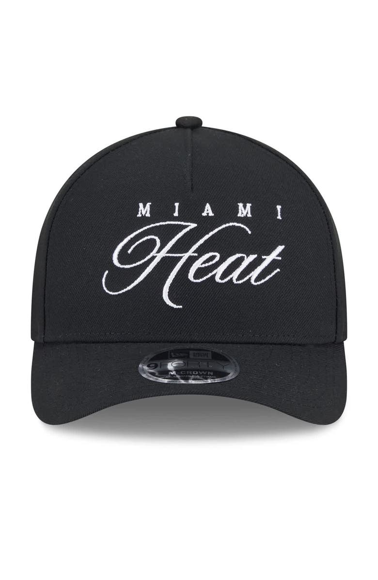 New Era Men's New Era Black Miami Heat 2025 NBA Draft M-Crown A-Frame 9FORTY Adjustable Hat, Alternate, color, Black