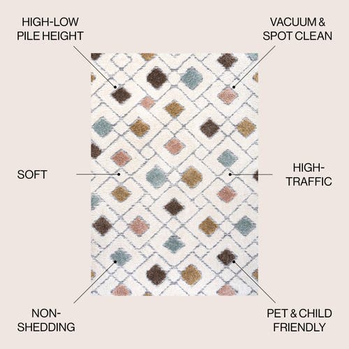 Jonathan Y Astrid Retro Trellis High-low Area Rug In Multi/cream