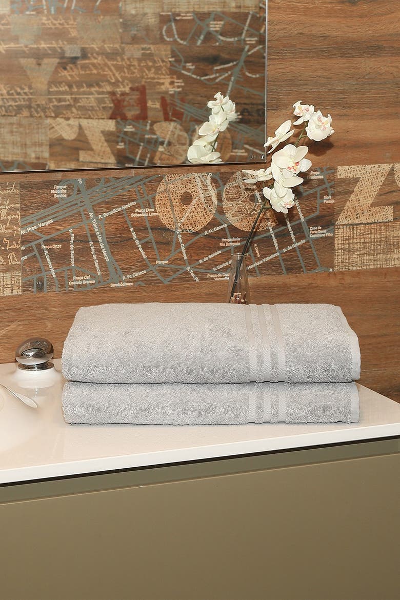 Denzi Bath Sheet - Set of 2 - Grey, Alternate, color, GREY
