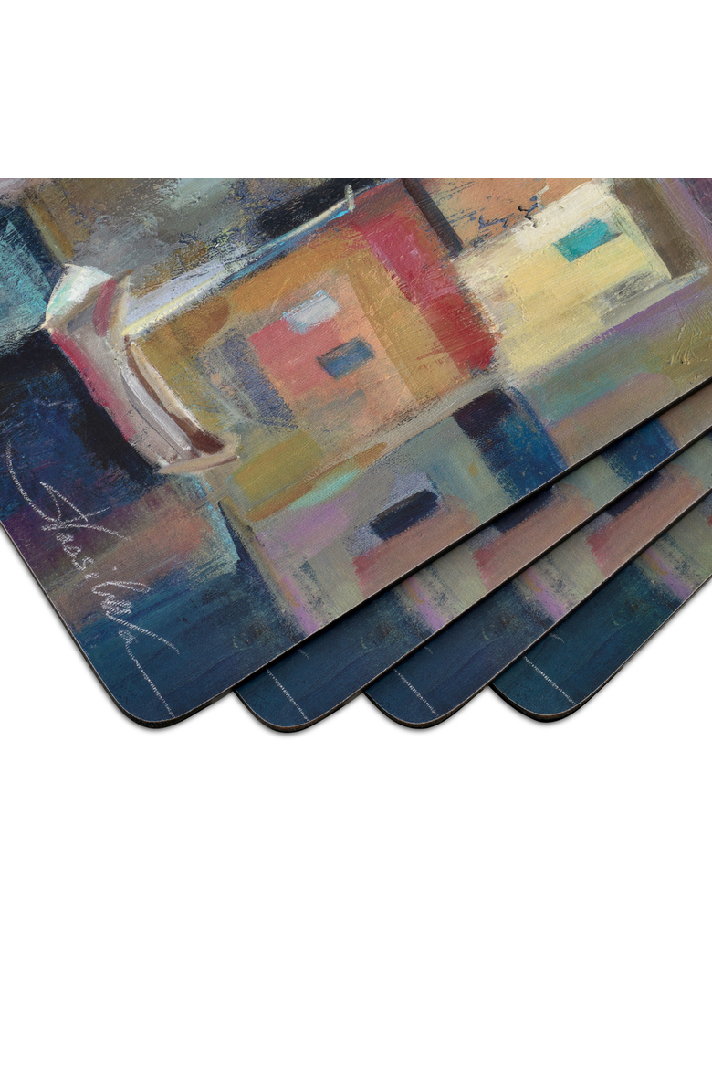 Evening Port Set of 4 Cork Back Placemats, Alternate, color, Multi