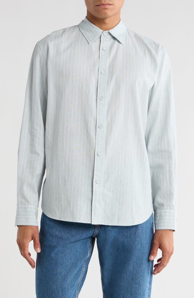 rag & bone Griffin Hemp & Cotton Button-Up Shirt, Main, color, Highrise Storm Stripe