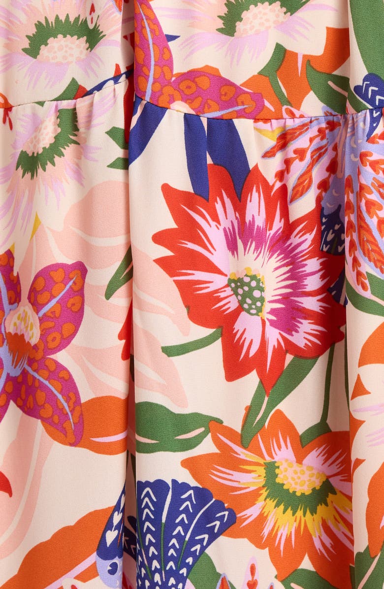 SUGARLIPS Hatley Floral Tie Knot Midi Dress, Alternate, color, Blue-Pink-Cream