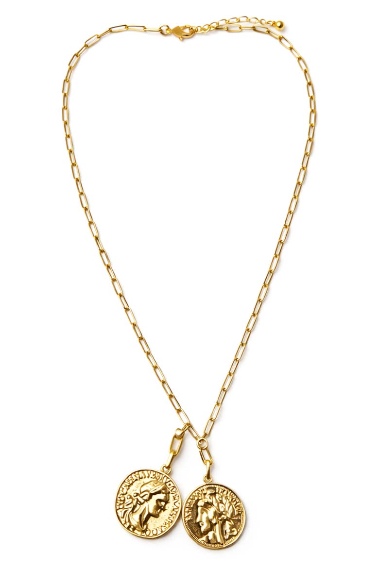 Coin Pendant Necklace, Main, color, GOLD
