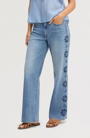 Sam Edelman Embroidered Eyelet Wide Leg Jeans